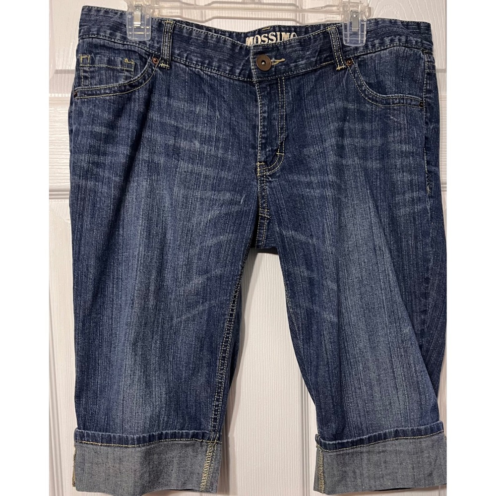 Mossimo Supply Co Womens Denim Bermuda Shorts‎ Dark Wash Cuffed Fit 6 Size 15